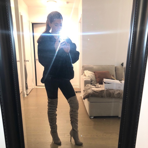 Tan/Taupe suede over the knee boots - Picture 2 of 4